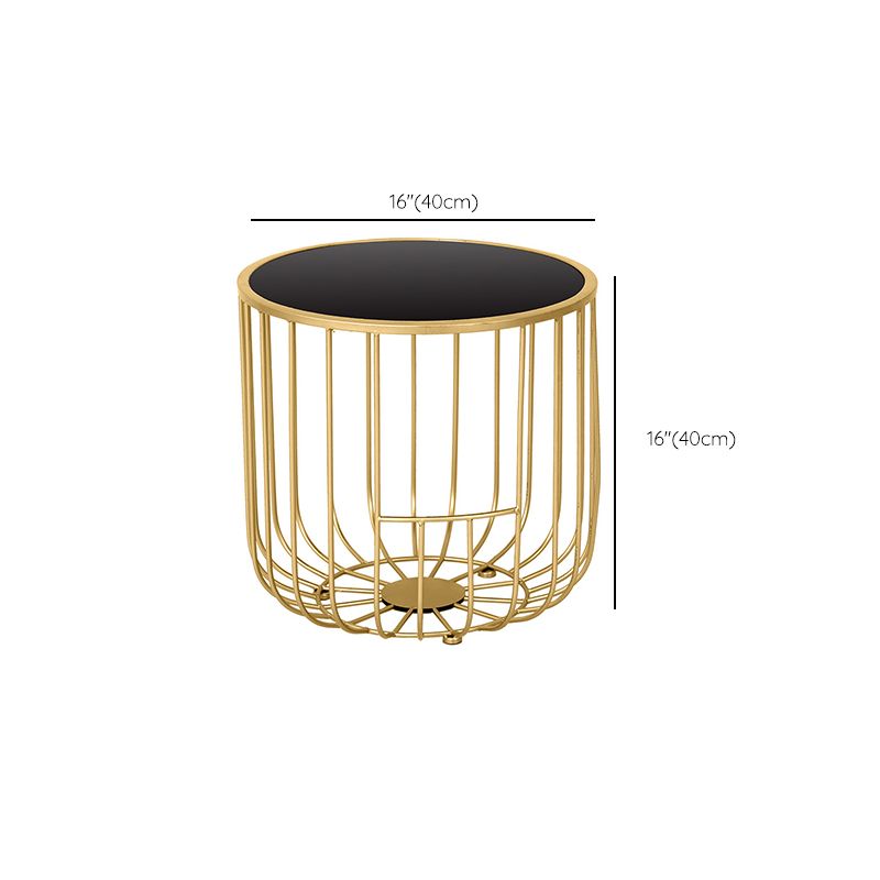 Contemporary Round Top Cocktail Table with Frame Base in Iron