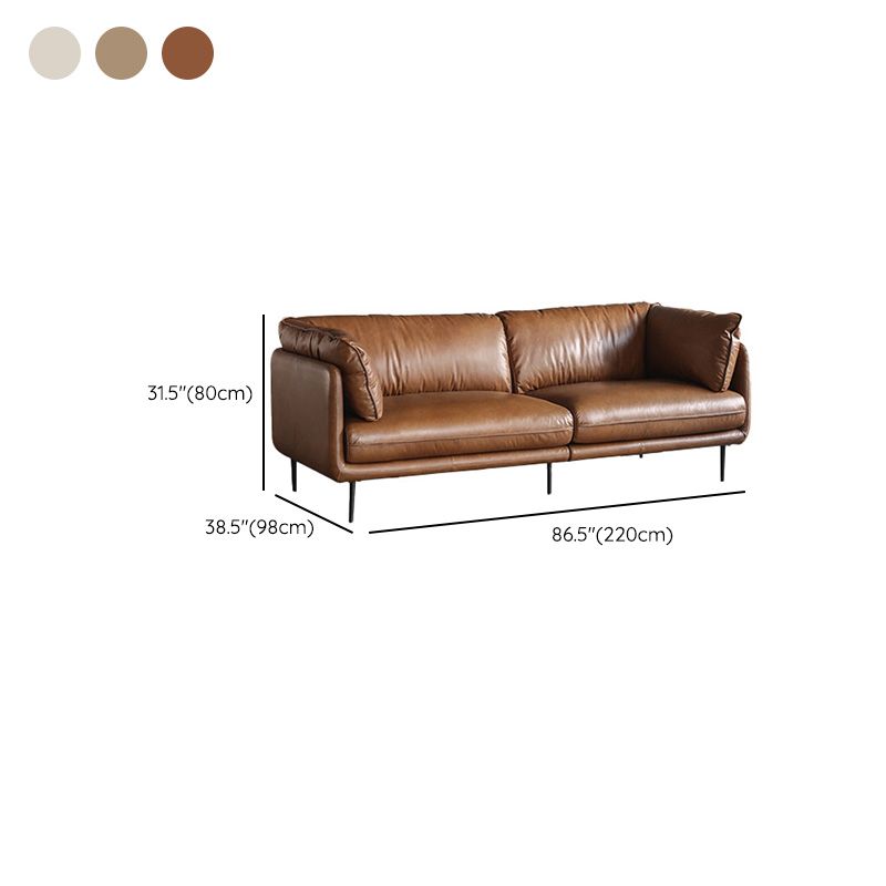 Faux Leather Sofa 31.49" High Tuxedo Arm Sofa with Loose Back