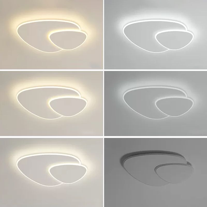 Plafonnier LED oblong blanc en fer forgé de style concis et moderne avec abat-jour en acrylique