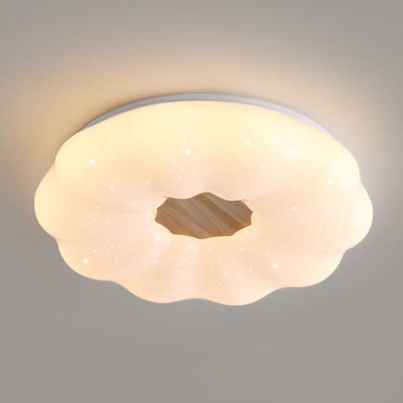 LED Ceiling Light Wooden Ceiling Mount Light with Acrylic Shade for Living Room
