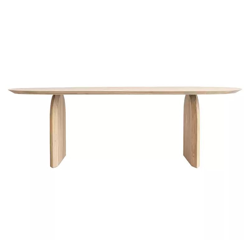 Mesa de comedor de madera maciza ovalada Mesa de pedestal doble para comedor