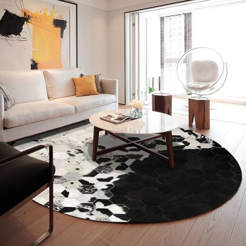 Multi Colored Geometric Printed Rug Cowhide Nordic Area Rug Easy Care Pet Friendly Carpet for Living Room