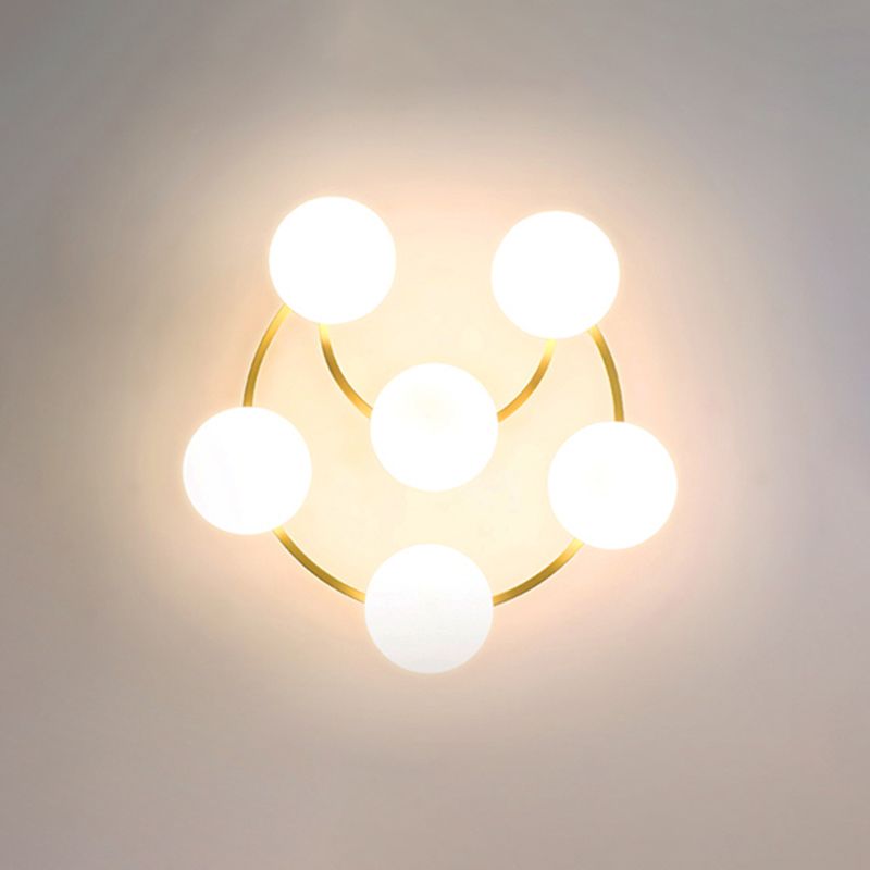 Lámpara de montaje de techo de vidrio esférico de estilo simple lámpara de montaje de techo blanco