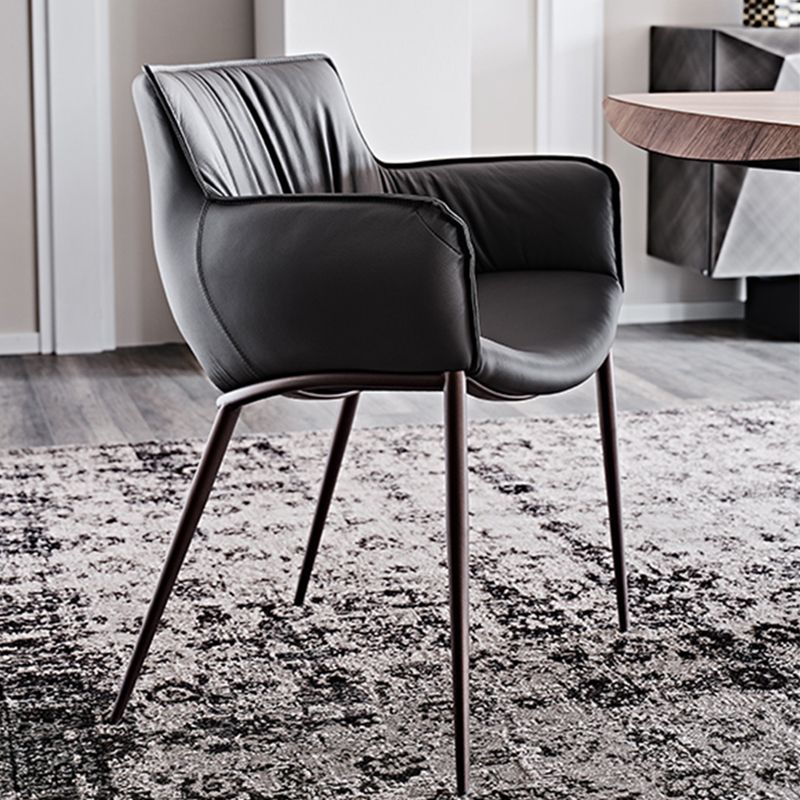 Industrial Arm Chair Metal Solid Back Dining Room Chair for Kitchen