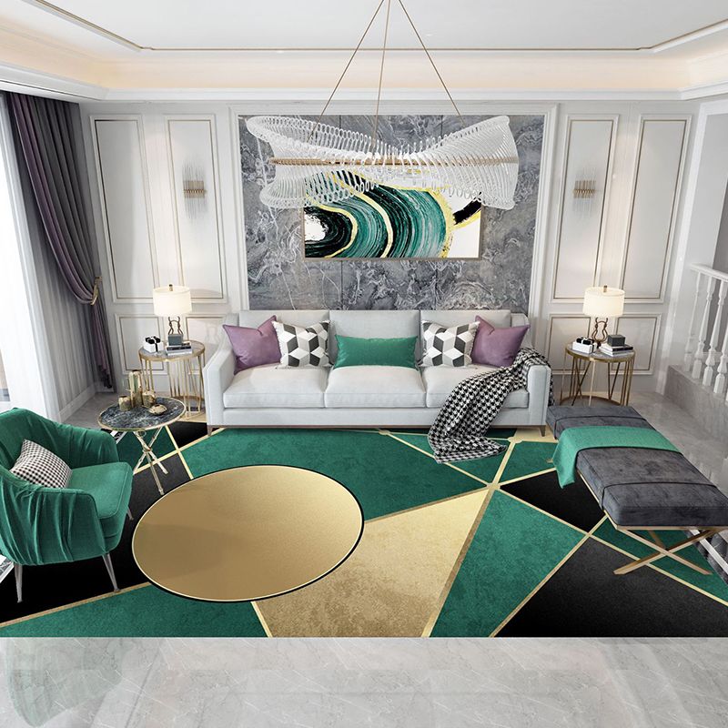 Trendy Home Decor Rug Multi-Color Geometric Area Carpet Polypropylene Anti-Slip Pet Friendly Rug
