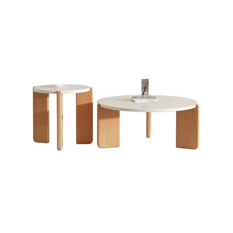 3 Legs Coffee Table Contemporary Solid Wood Round Cocktail Table