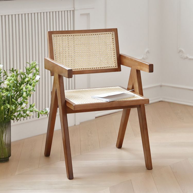 Traditional Style Chairs Dining Kitchen Arm Chairs with Wooden Legs