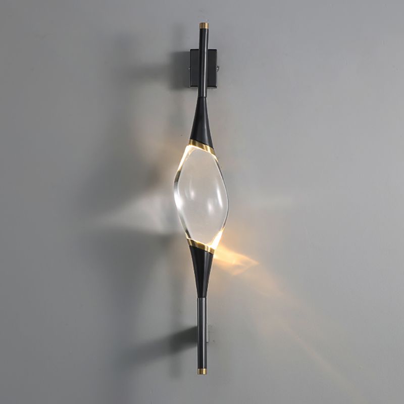 Modern Brass Wall Light Teardrop Shape Wall Sconce with Crystal for Living Room