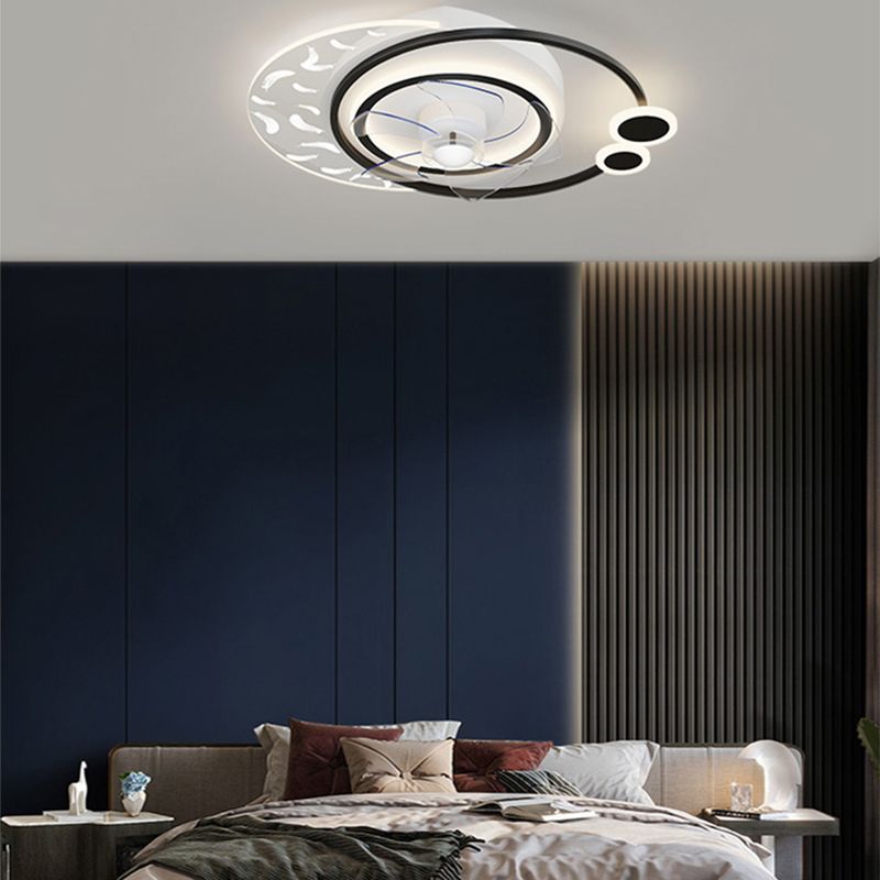 Minimalistische Feder Deckenlüfter Leuchte Acryl Wohnzimmer LED SEMI -MOG -Leuchte