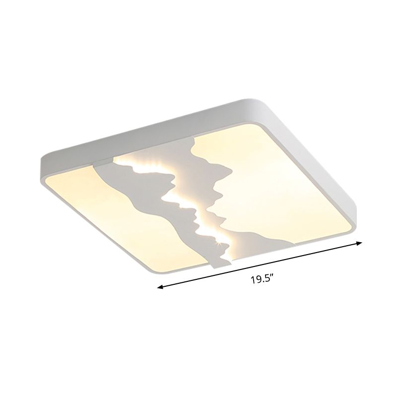 Quadratische Deckenleuchte aus Metall, modernes Grau/Weiß, 16"/19,5" breite LED-Einbauleuchte, warmes/weißes Licht