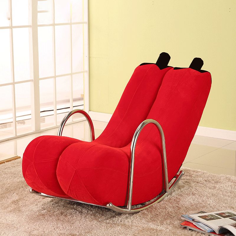 Upholstered Pure Color Rocking Chair Removable Cushions Rocker Chair for Drawing Room