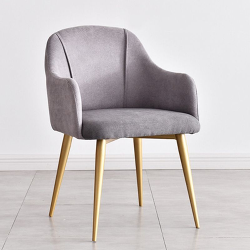 Parsons Upholstered Arm Chair Glam Gold Metal Legs Dining Chair