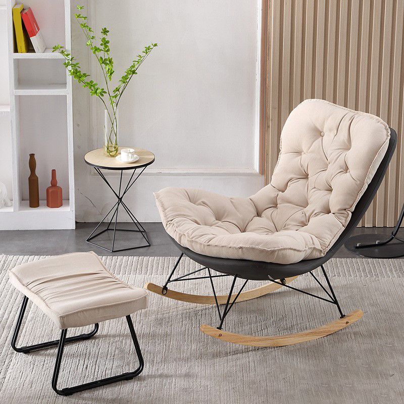 Contemporary Rocking Chair Upholstered Tufted Cushions with Light Legs Glider