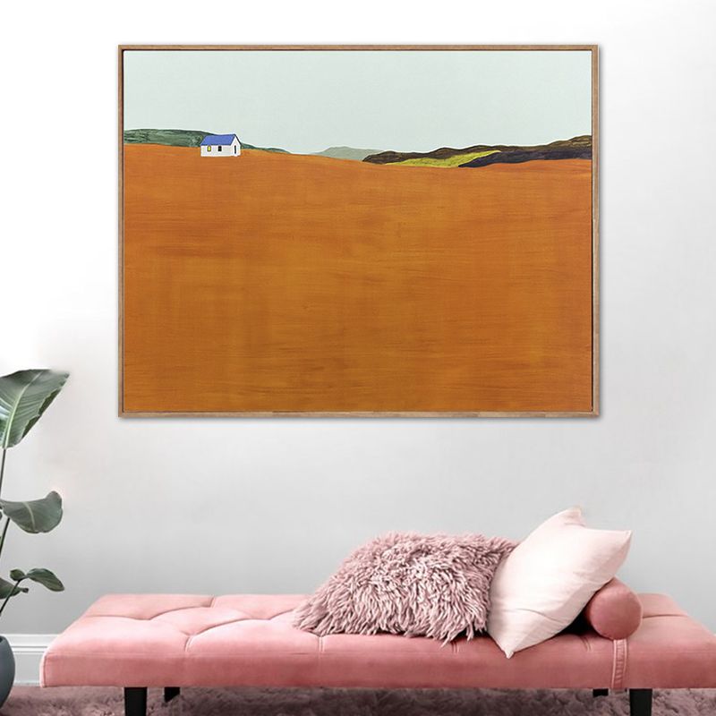 Nordic Mountain Landscape Canvas Art Pastel Color Textured Wall Decor for Bedroom