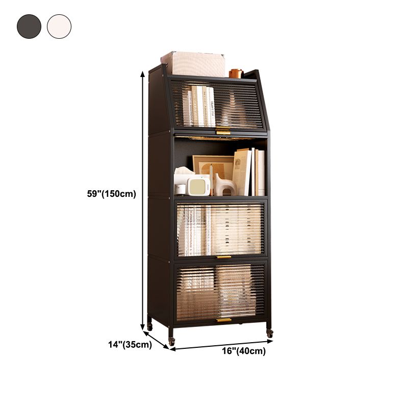 13.78"W Bookshelf Contemporary Style Bookcase for Home Study Room with Casters