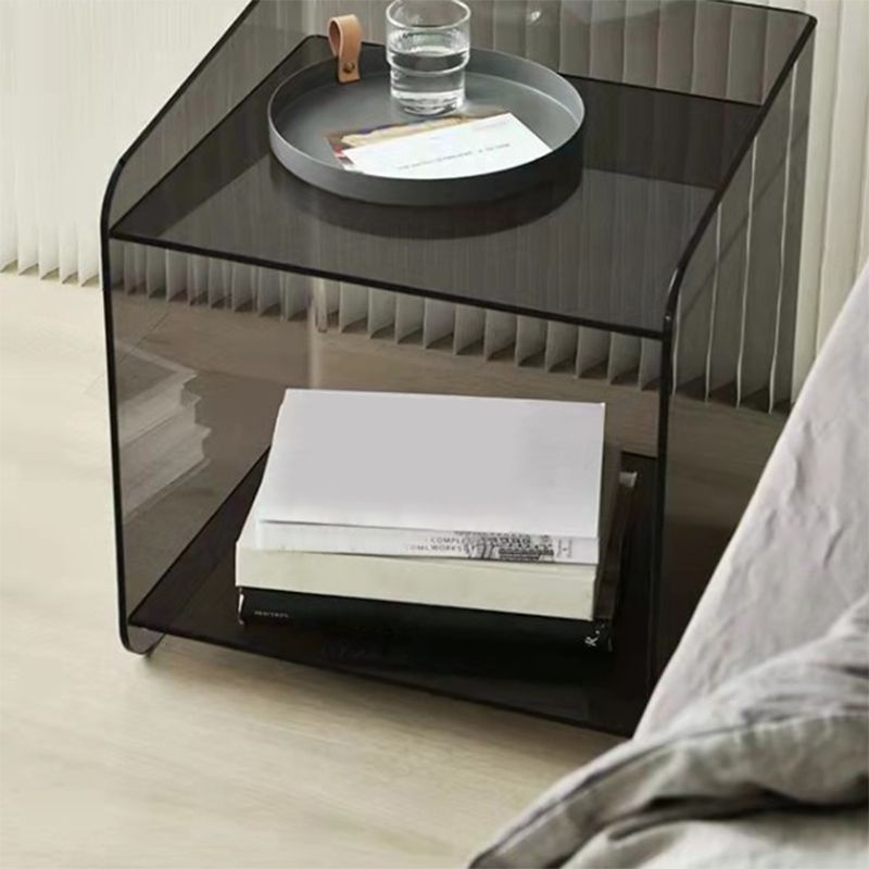 Plastic Rectangular Side End Table 15.74" Wide Sled Sofa Side Accent Table