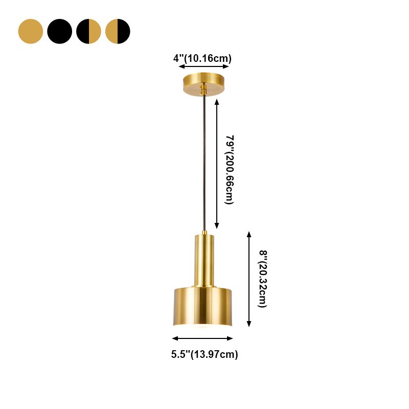 Modern Artistic Cylindrical Pendant Light Electroplate Iron Hanging Lamp for Dining Room