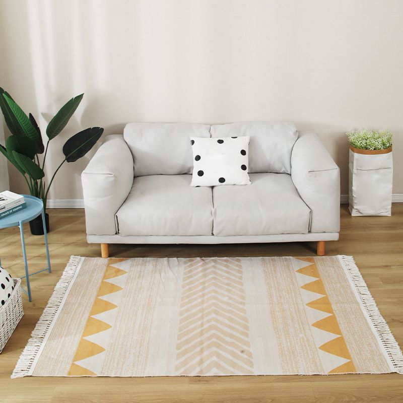Stijlvolle boho chic tapijt multicolor geometrisch vloerkleed machine wassen tassel-getrimde tapijt voor huis