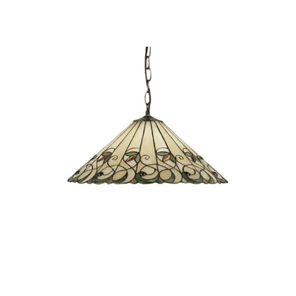 Barock konisch nach unten Beleuchtung 1 Kopf rosa/grün gefärbte Kunstglas hängsames Anhänger Licht