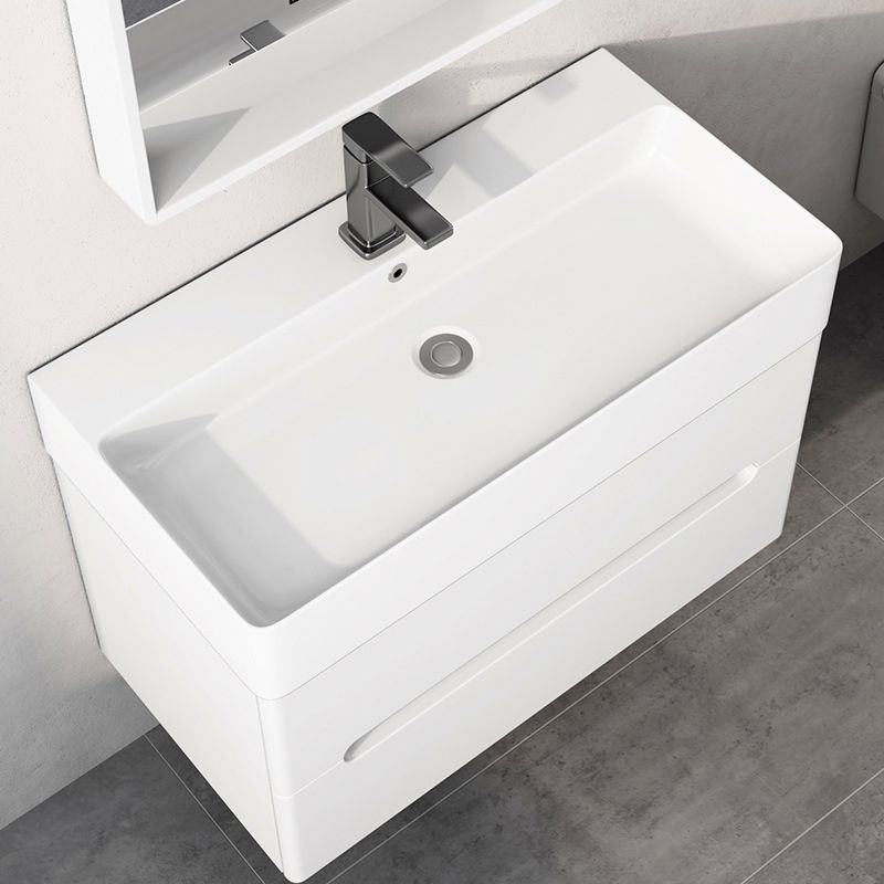 Modern Wooden Sink Vanity White Wall Mount Bathroom Vanity Cabinet with Mirror