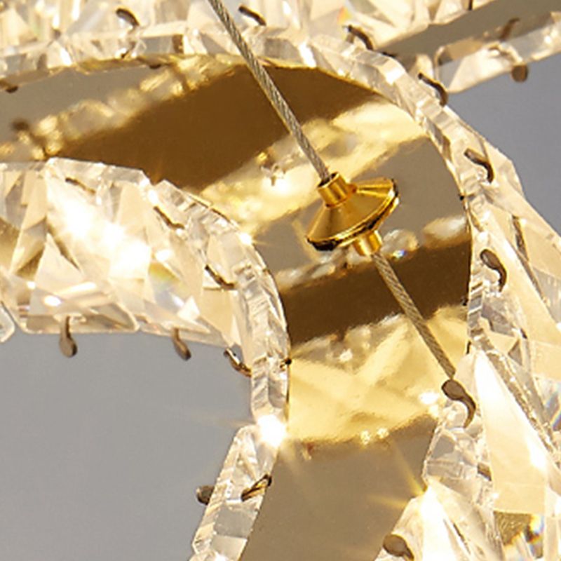 Contemporary Crystal Ceiling Hung Fixture Tiered Living Room Down Lighting Pendant