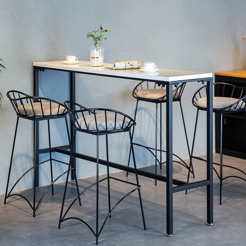 Industrial Rectangle Solid Wood Bar Table Set 1/5 Pieces Counter Table with Iron Stools