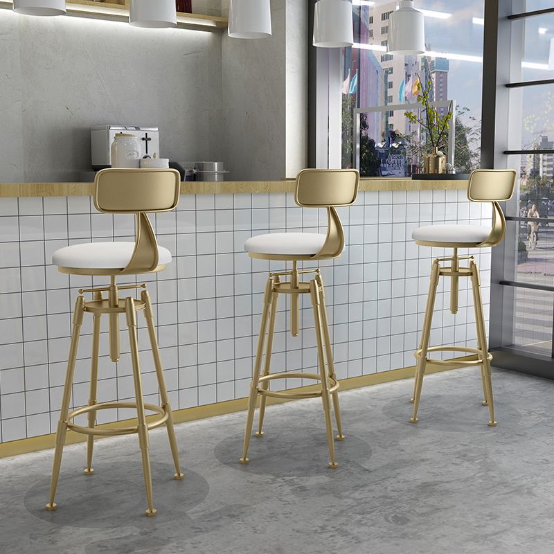 Glam Liftable Rotatable Counter Stool Iron Cafe Bar Stool with Cushion and Pedal