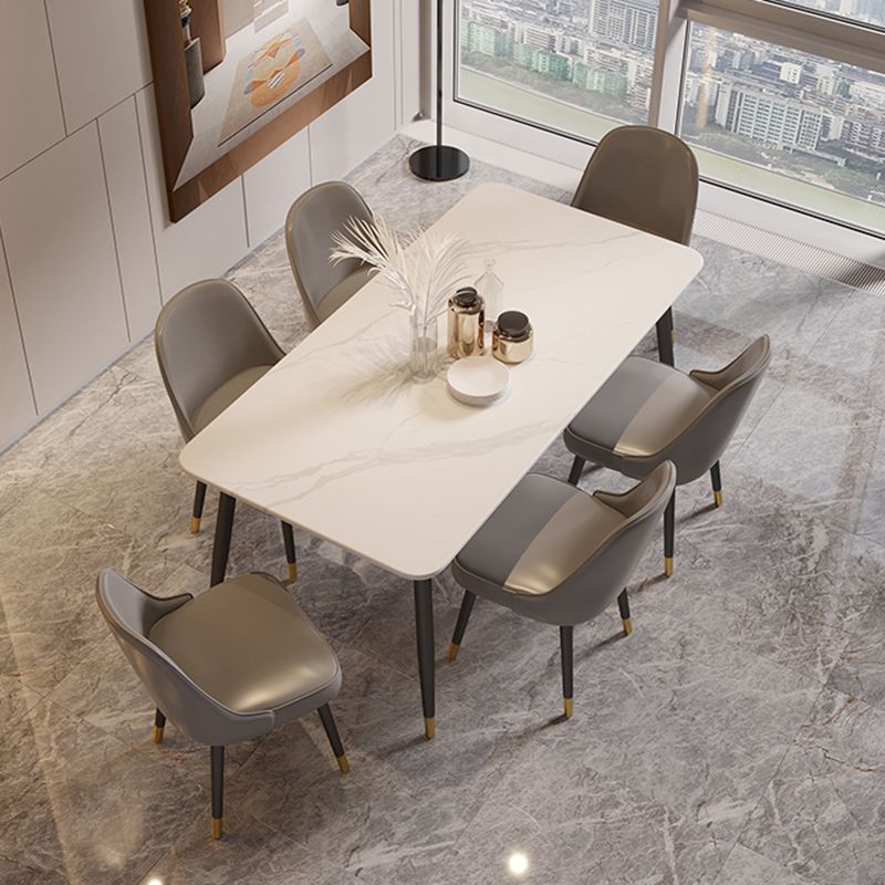 Rectangle Black Base Dining Table Modern Stone Table for Living Room