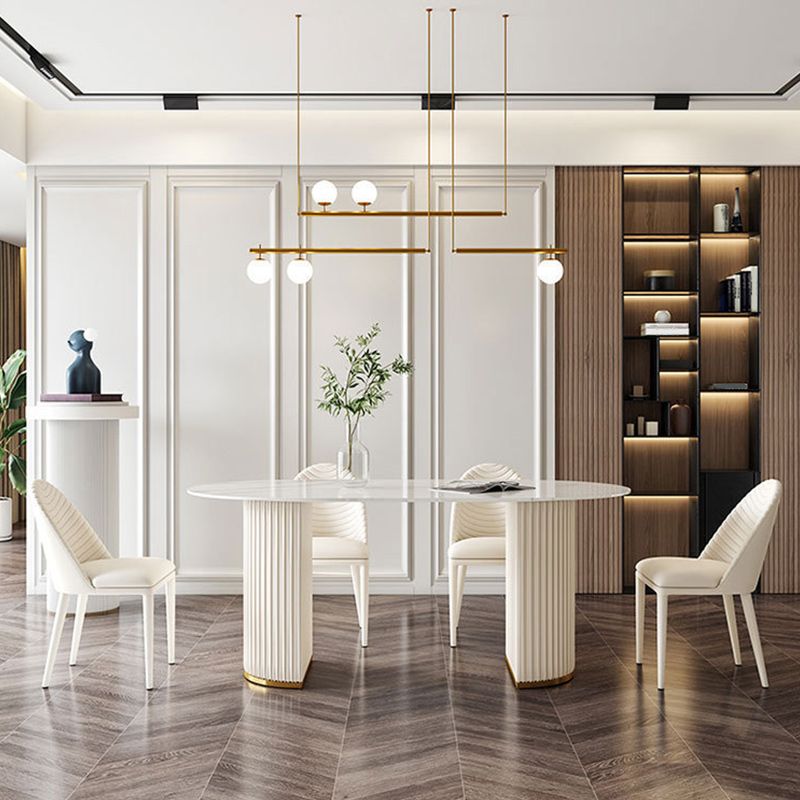 Glam Oval Dining Set Stone 1/4/5/7 Pieces Dining Furniture for Home