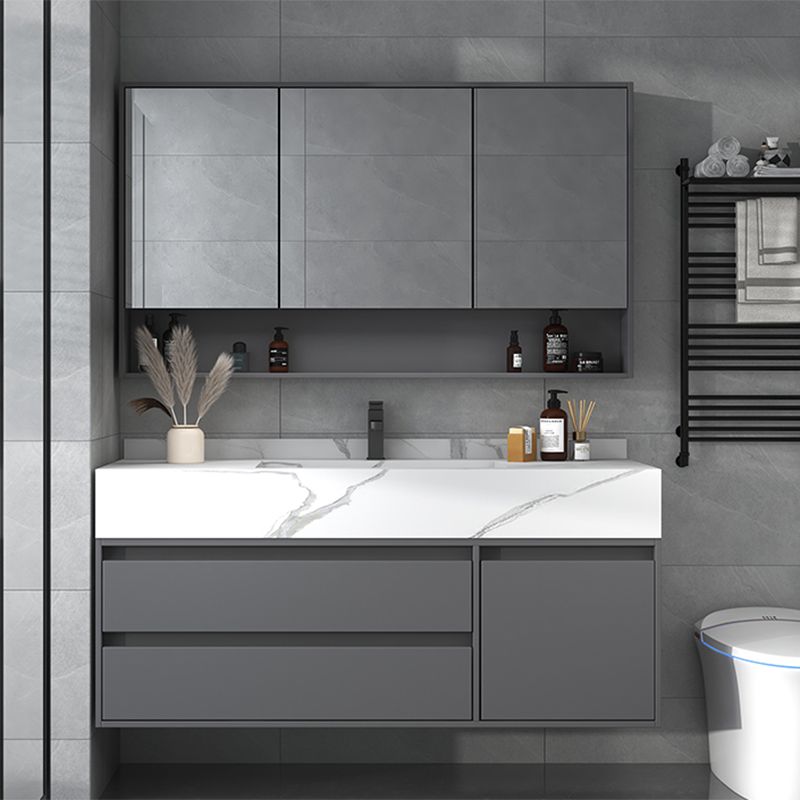 Modern Bathroom Vanity Set Mirror Included Rectangular Sink Drawer Sink Vanity