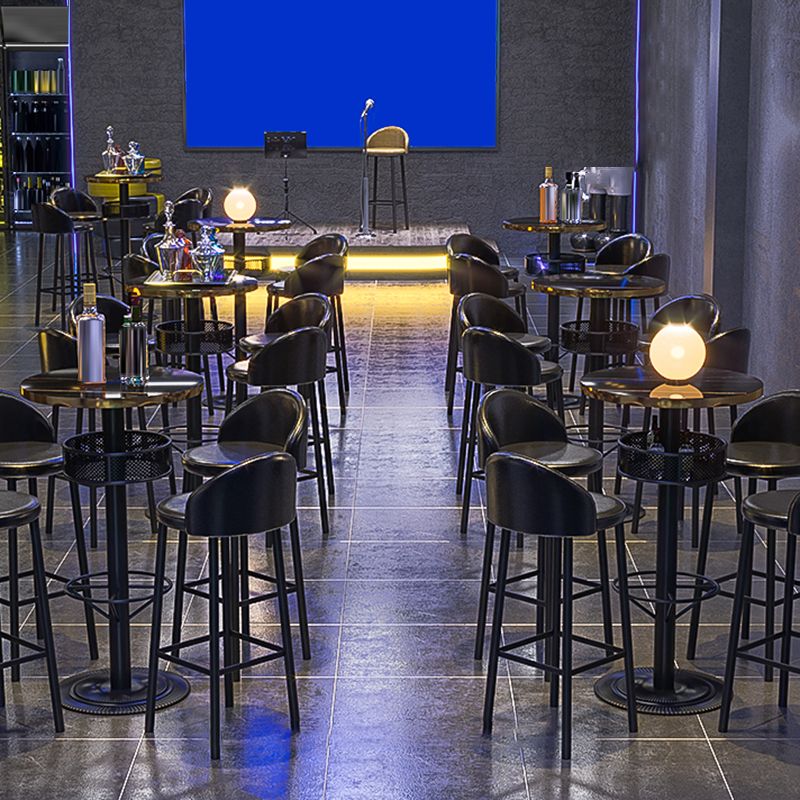 Industrial Bar Table Black Wood Bar Dining Table with Storage