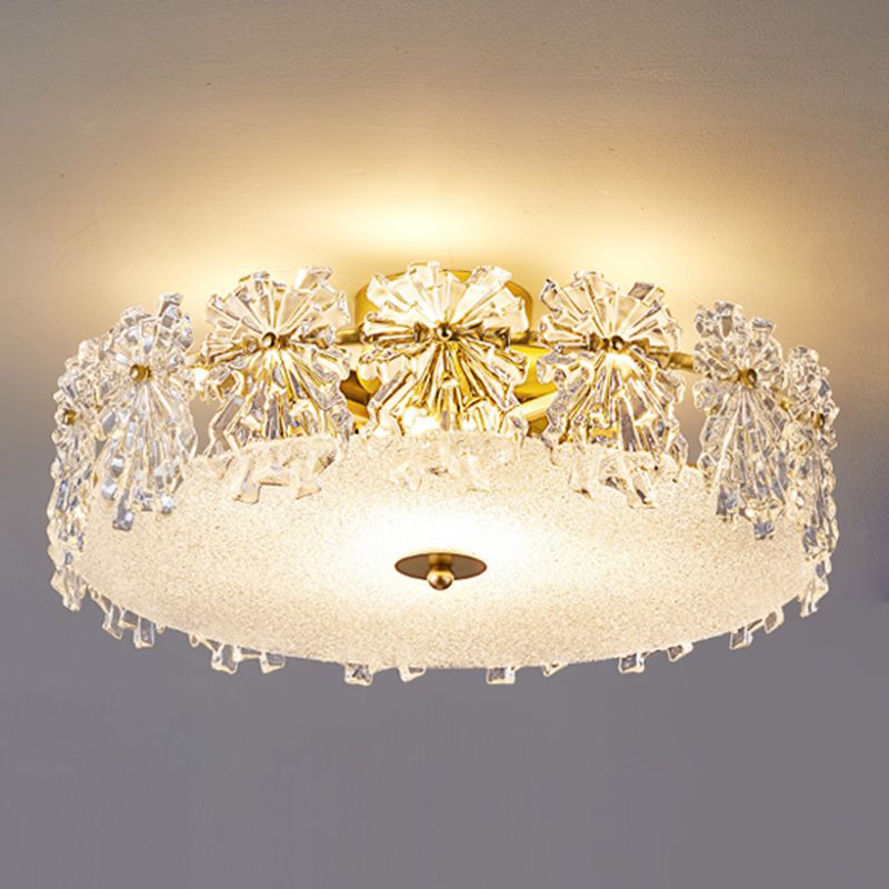 Plafonnier de forme ronde, montage encastré en fer de Style Simple et moderne avec abat-jour en verre pour allée et chambre à coucher