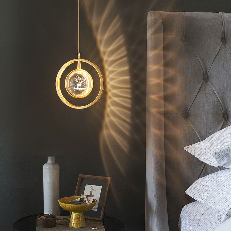 Forme sphérique de style moderne Hanging Light Crystal 1 Lumière Lumière suspendue en or