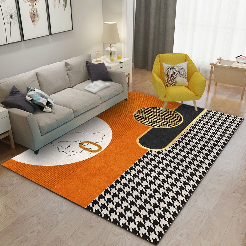 Grey Modern Rug Polyester Striped Indoor Rug Non-Slip Backing Rug for Living Room