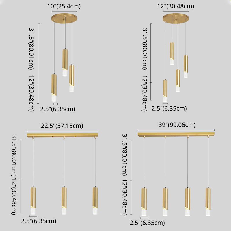 Tube Dinning Room Hanging Light Fixture Metal Simple Style Pendant Light Fixture