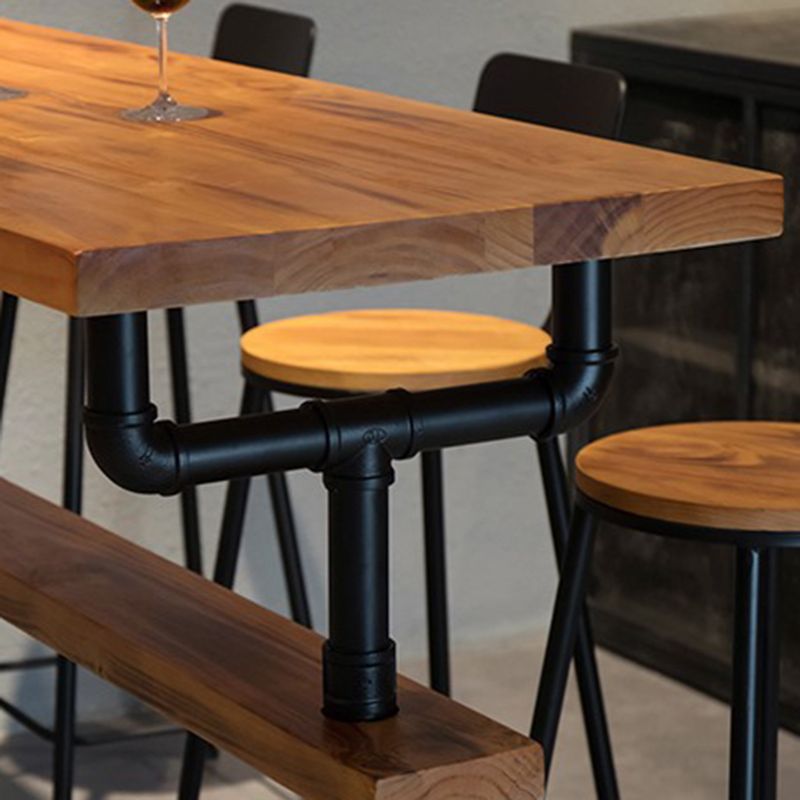 Modern Pub Height Dining Table Iron Solid Wood Pub Table for Living Room