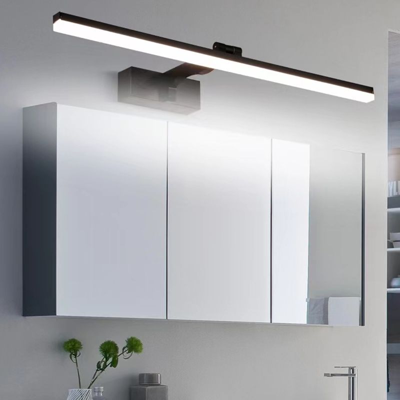 Lineal estilo moderno moderno tocador de tocador 1 luz de espejo LED de luz para baño en negro