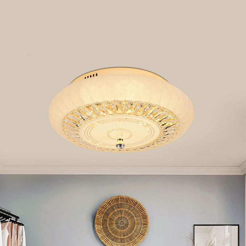 Gold Finish Round Ceiling Mount Contemporary Crystal LED Living Room Flushmount Lighting