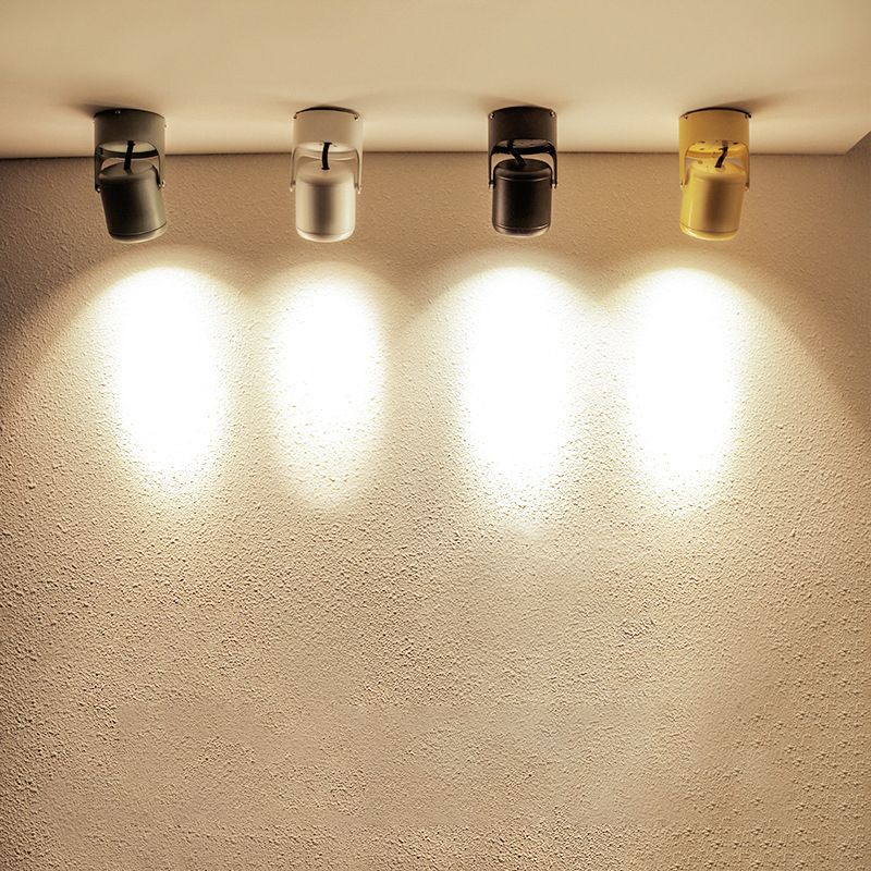 Luz empotrada cilíndrica giratoria estilo macarrón LED con pantalla de metal para dormitorio