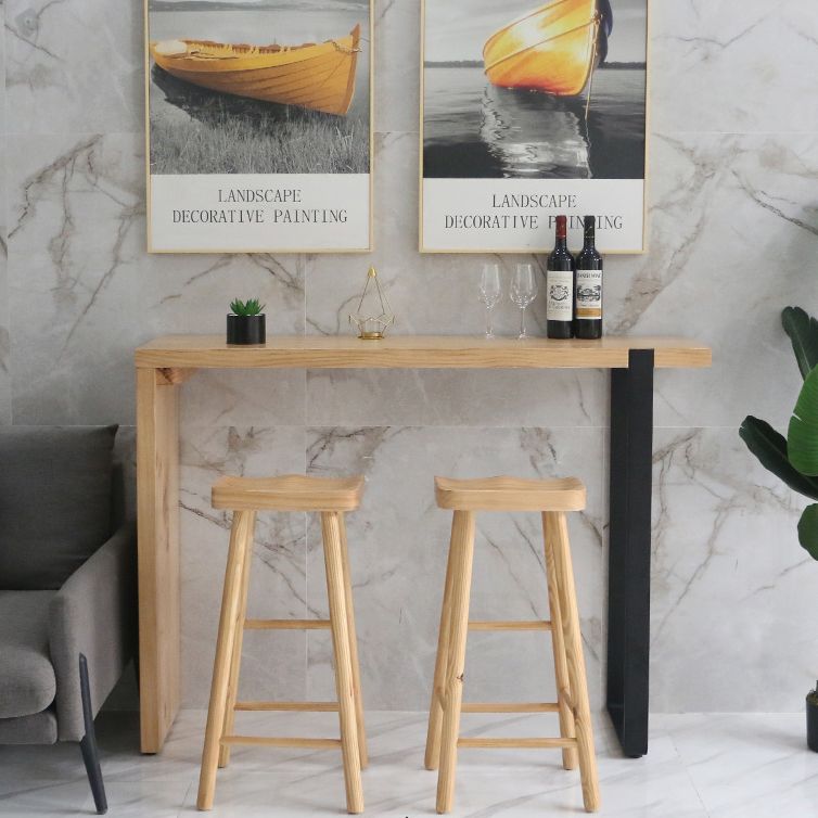 Modern Wood Bar Table with Rectangle Table Top Double Pedestal Table - 15.8'' Square