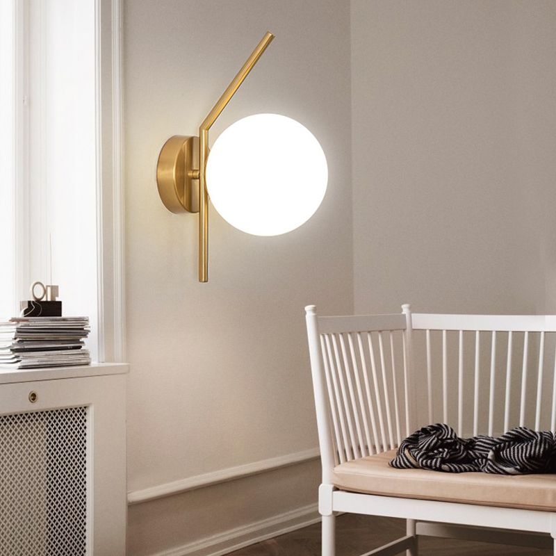 Simple 1-Light Wall Lighting Fixture Glass Spherical Wall Light for Hallway