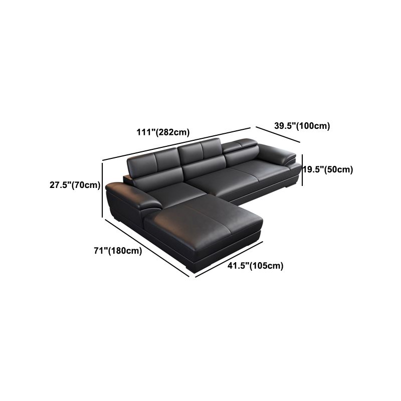 Black Contemporary Cushion Back Sofa/Sectional for Living Room