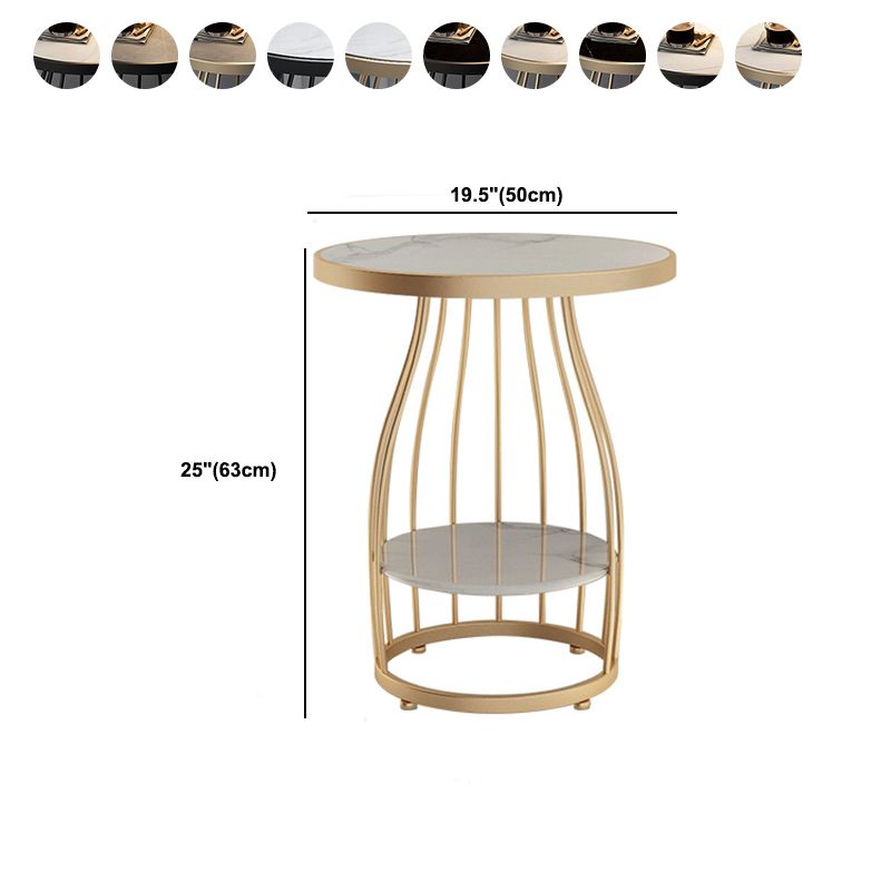 Modern Round Side End Table Frame End Table with Storage and Shelf