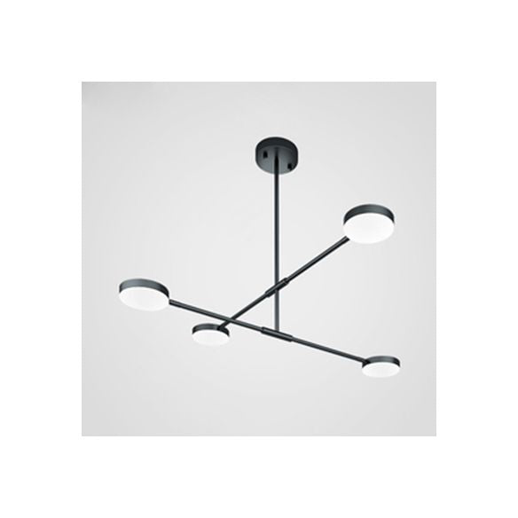 Semplice lampadario lineare elegante con tonalità tamburo acrilico 2/4 luci a LED Luce sospesa per soggiorno per soggiorno