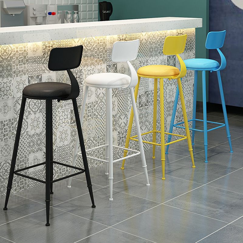 Scandinavian Metal Barstool Leather Barstools in Matte Finish for Indoor