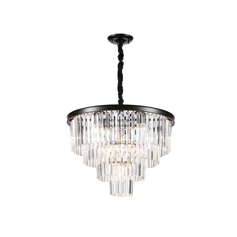 Lampada lampadinale conica regolabile in nero/oro Minimalista 6/9/15 Light Crystal Crystal Pendant Lighting, 19,5 "/23,5" /31,5 "W