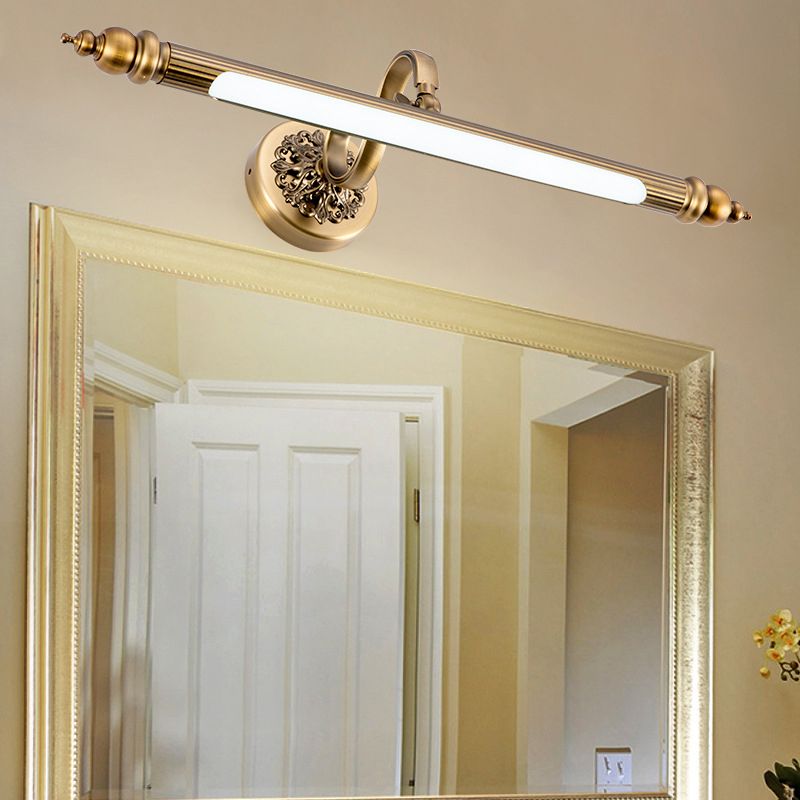 Modern Minimalist Brass LED Lamp Wall Lighting Ideas over Mirror for Bathroom