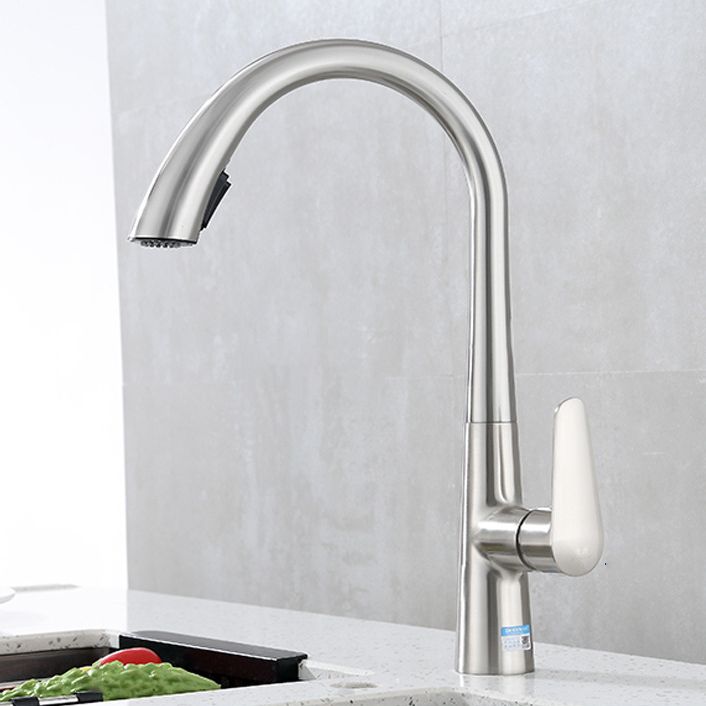 Modern Bar Faucet Brass Pulldown Sprayer Swivel Spout Lever Handles Kitchen Faucet