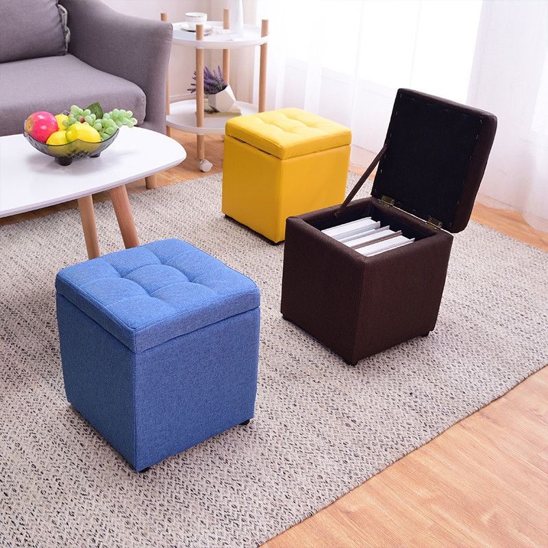 Modern Style Ottoman Cotton Square Indoor Ottoman with Storage