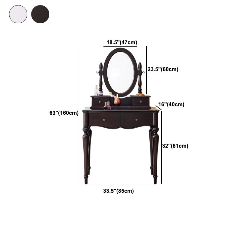 15.74" Wide Birch Vanity Set with Stool Make-up Vanity with Drawer and Mirror